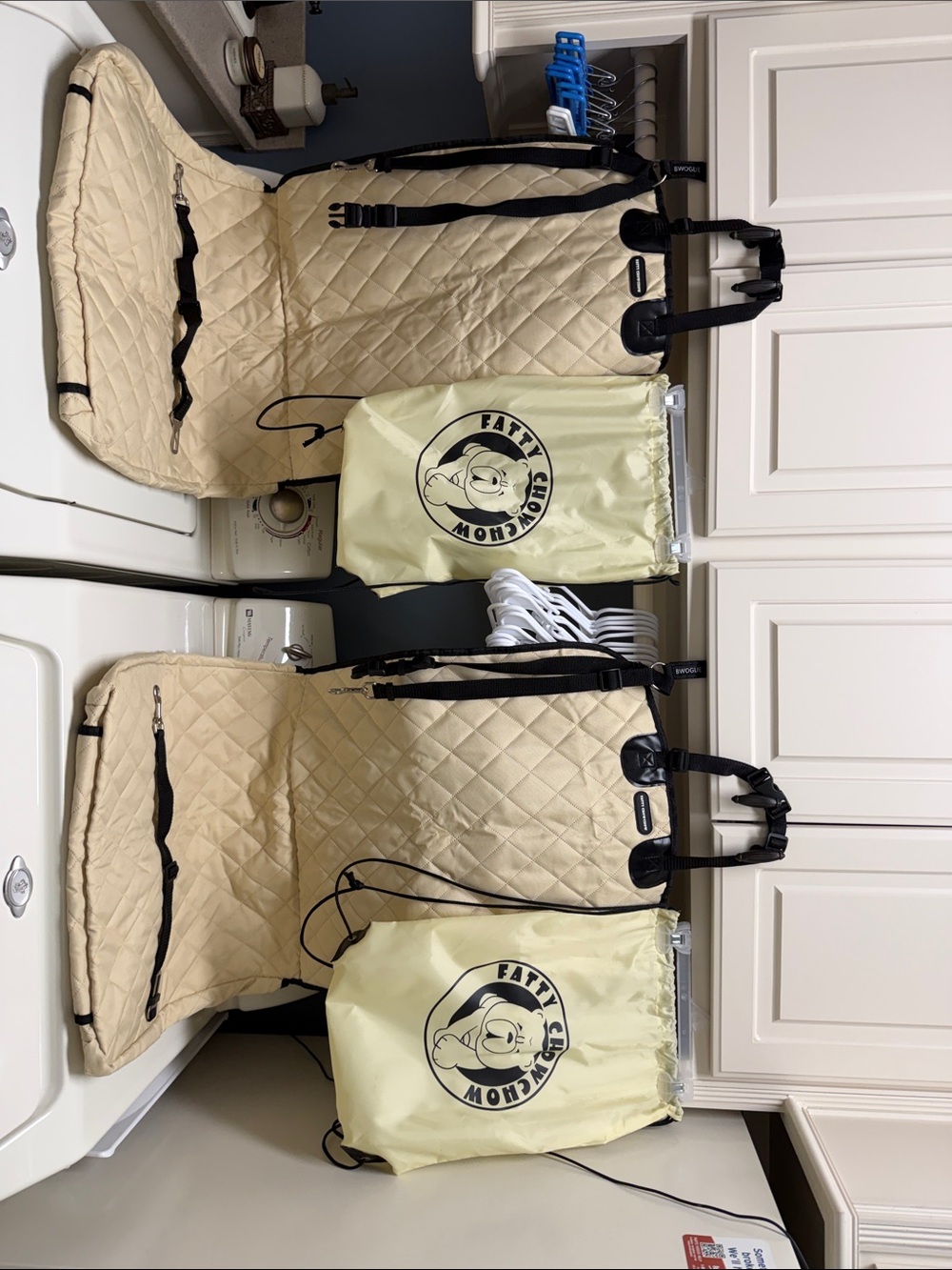 Cream Quilted dog seat covers